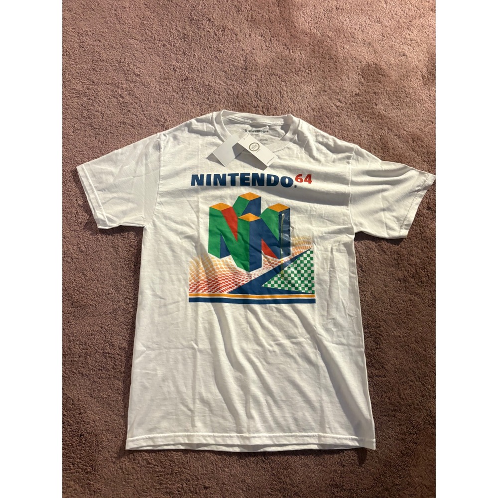 Nintendo 64 N64 Logo Graphic T-Shirt White Mens Small Isaac Morris Ltd NWT